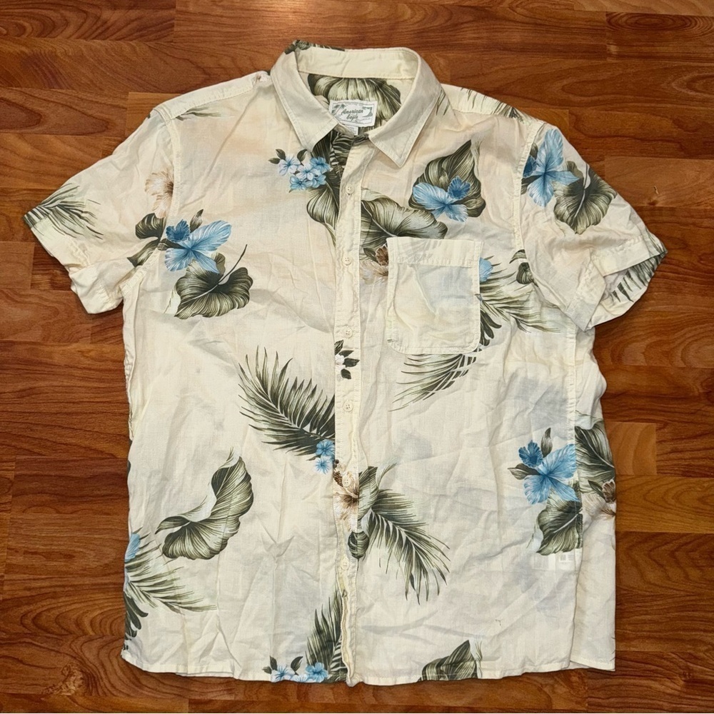 American Eagle Tropical Resort Style Button Down Shirt AE Rare Men’s Size Large